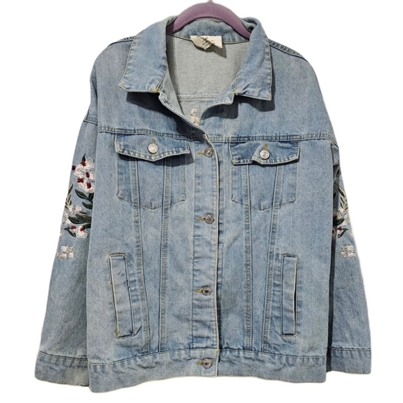 Sadie & Love Jackets & Blazers - Sadie & Love Floral Embroidered Denim Jacket
